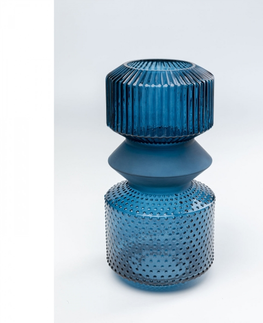 Skleněné vázy KARE Design Modrá skleněná váza Marvelous Duo 36cm
