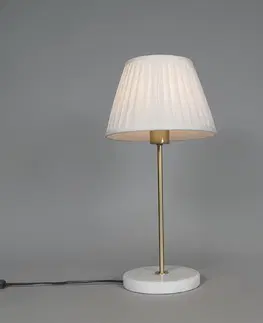 Stolni lampy Retro stolní lampa mosaz s skládaným odstínem krémová 25 cm - Kaso