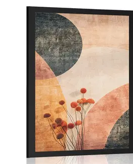 Abstraktní tvary Plakát vzory s květinou Peach Fuzz