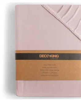 Prostěradla Bavlněné jersey prostěradlo s gumou DecoKing Amber šeříkové, velikost 160-180x200+30