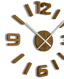 Nástěnné hodiny Elegantní nalepovací nástěnné dřevěné hodiny na zeď