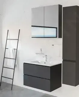 Koupelna Kielle Oudee Vysoká skříňka závěsná, 157x30x32 cm, matná černá 50202014