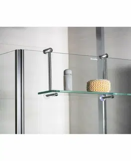 Regály a poličky SAPHO 1301-15 závěsná skleněná polička na sprchovou zástěnu 40 x 18 x 12,5 cm, stříbrná