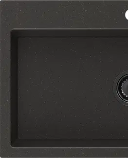 Sifony k pračkám MEXEN/S Omar granitový dřez 800 x 480 mm, černá/zlatá metalik, černý sifon 6520801005-75-B