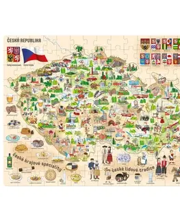 Dřevěné hračky Popular Puzzle Mapa České republiky, 160 dílků