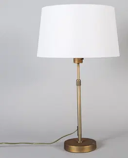Stolni lampy Stolní lampa bronzová s odstínem bílá 35 cm nastavitelná - Parte