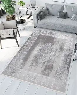 Moderní koberce Moderní koberec v šedé barvě s orientálním vzorem v bílé barvě Šířka: 160 cm | Délka: 230 cm
