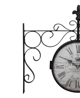 Hodiny Černé antik nástěnné hodiny La Beaujolaise – 36*8*41cm/ 2*AA Chic Antique 22031924