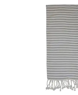 Ručníky Slabounký bavlněný ručník / osuška se šedými pruhy a třásněmi Hammam - 90*180 cm Chic Antique 16086125 (16861-25)