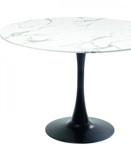 Kulaté jídelní stoly KARE Design Jídelní stůl Schickeria mramorový - bílo/černý, Ø110cm