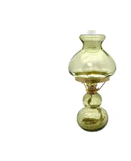 Lampy Floriánova huť Petrolejová lampa ZUZANA 43 cm lesní zelená krakle 