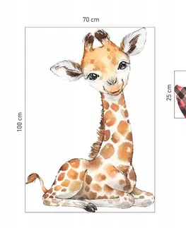 Příroda Dekorační nálepka na zeď roztomilá žirafa 100 x 70 cm