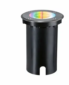 Zapuštěná svítidla do podlahy PAULMANN LED zemní svítidlo Smart Home Zigbee 3.0 Floor IP67 kruhové 110mm RGBW+ 4,9W 230V kov kartáčovaný hliník