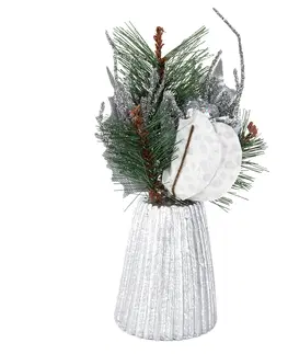 Vánoční dekorace Dekorační aranž s magnolií, stříbrná