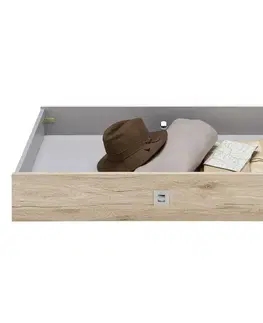 Dětské postele Zásuvka Pod Postel Young Dub San Remo/bílá, 4 Kolečka
