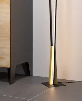 Stojací lampy EGLO Stojací lampa Panagria LED, černá s dřevěnými detaily