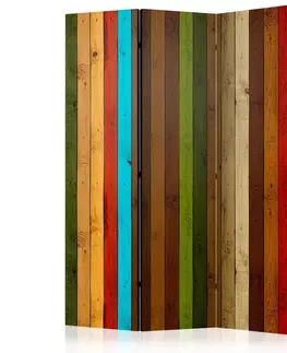 Paravány Paraván Wooden rainbow Dekorhome 135x172 cm (3-dílný)