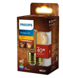 LED žárovky Philips LED filament žárovka E27 P45 6W (40W) 470lm 1800K nestmívatelná, jantarová