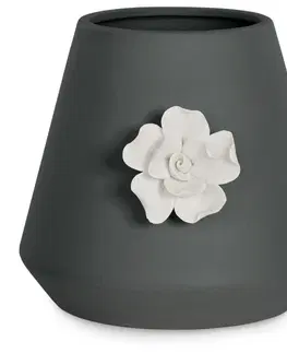 Dekorativní vázy AmeliaHome Keramická váza Lusitiono černá, velikost 13x13x12