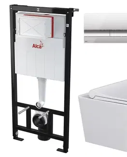 WC sedátka ALCADRAIN Sádromodul předstěnový instalační systém s chromovým tlačítkem M1721 + WC MYJOYS MY1 + SEDÁTKO AM101/1120 M1721 MY1