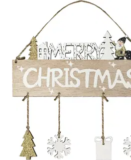 Vánoční ozdoby Tutumi Vánoční závěsná ozdoba MERRY CHRISTMAS 20 cm dřevěná