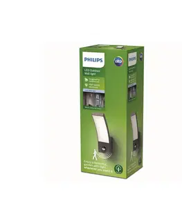 Venkovní nástěnná svítidla s čidlem pohybu Philips Philips Splay LED světlo antracit senzor 4 000 K