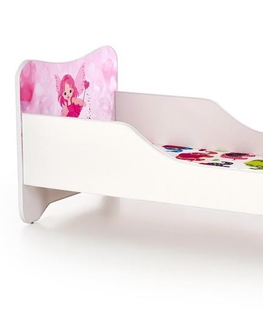 Postele Dětská postel LARET, bílá/růžová