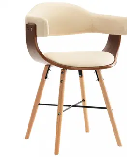 Židle Jídelní židle 2 ks ohýbané dřevo / umělá kůže Dekorhome Krémová / světle hnědá
