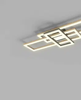 LED stropní svítidla WOFI Stropní svítidlo Matera 1x 57W LED 6600lm 3000K černá + dřevo 9022-306L