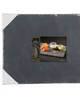 Prkénka a krájecí desky DekorStyle Servírovací kamenný talíř 30x40 cm antracit