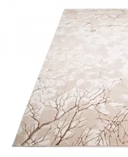 Moderní koberce Jednoduchý moderní koberec béžový s hnědým motivem Šířka: 160 cm | Délka: 230 cm