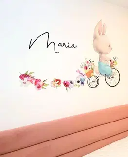 Samolepky na zeď Samolepky na zeď - Zajíček s květinami