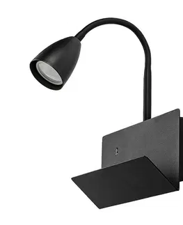 Svítidla Rabalux 71089 nástěnná lampa s odkládacím prostorem Tacito, černá