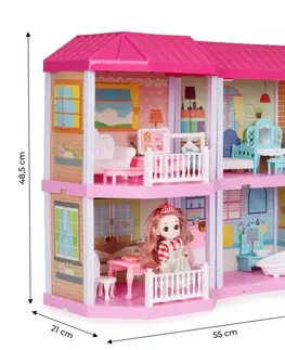 Hračky Skládací domeček pro panenky Villa + LED nábytek pro panenky