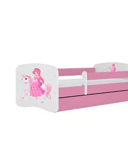 Dětské postýlky Kocot kids Dětská postel Babydreams princezna na koni růžová, varianta 80x180, se šuplíky, s matrací