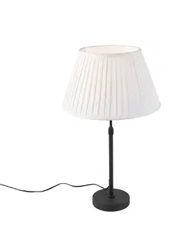 Stolni lampy Stolní lampa černá s skládaným odstínem krémová 35 cm nastavitelná - Parte