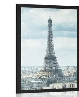 Města Plakát zimní Paříž