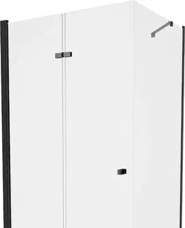 Sifony k pračkám MEXEN/S Lima sprchový kout zalamovací dveře 80 x 100, transparent, černý + Flat černá vanička se sifonem 856-080-100-70-00-4070B