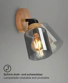 Industriální bodová svítidla BRILONER Bodové svítidlo, 21 cm, 1x E27, max. 10W, dřevo/kouřová černá BRILO 2485015