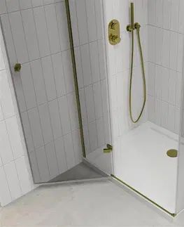 Sprchové vaničky MEXEN/S Roma obdélníkový sprchový kout 100x70 cm, transparent, zlatý + vanička 854-100-070-50-00-4010