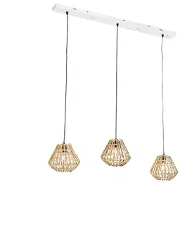 Zavesna svitidla Bambusová závěsná lampa s bílým podlouhlým 3-světlem - Canna Diamond