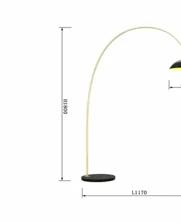 LED stojací lampy WOFI Stojací lampa Roscoff 1x 21W LED 2350lm 3000K černá + zlatá 3001-104