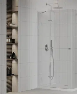 Sprchové vaničky MEXEN/S Roma 110x80 cm, kyvný, čiré sklo, chrom + vanička 854-110-080-01-00-4010