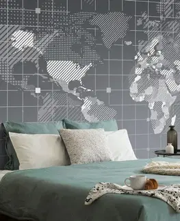 Samolepící tapety Samolepící tapeta šrafovaná mapa světa