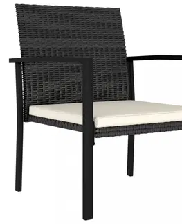 Zahradní židle Zahradní židle 4 ks polyratan / látka Dekorhome Černá