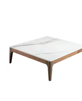 Designové a luxusní konferenční stolky Estila Mramorový konferenční stolek Forma Moderna bílý čtvercový 100cm