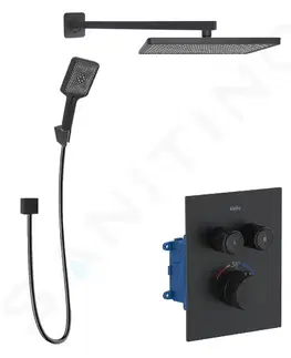 Sprchy a sprchové panely Kielle Arkas I Sprchový set s termostatickou baterií pod omítku, pro 2 spotřebiče, s příslušenstvím a tělesem, matná černá 20611SPT24