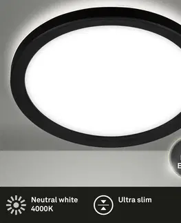 LED stropní svítidla BRILONER Slim svítidlo LED panel, pr. 19 cm, 12 W, černá BRILO 7150-415