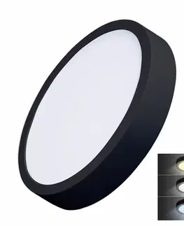 LED stropní svítidla Solight LED mini panel CCT, přisazený, 24W, 1800lm, 3000K, 4000K, 6000K, kulatý, černá barva WD174-B