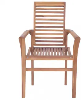 Zahradní židle Zahradní jídelní židle s poduškou 2 ks teak Dekorhome Červená